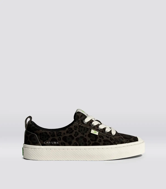 OCA Low Black Jaguar Print Suede Sneaker