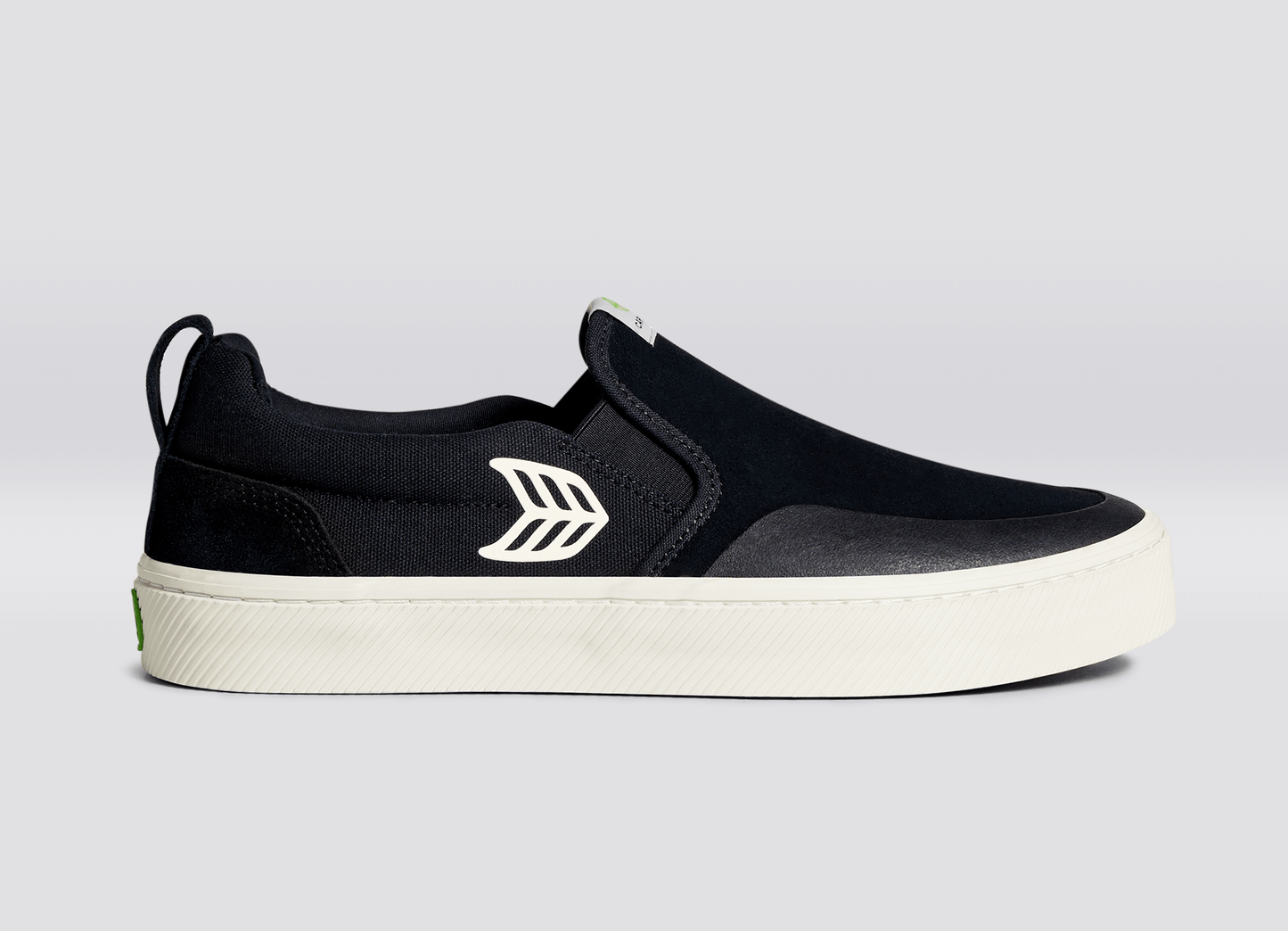 SLIP-ON PRO Černé semišové a plátěné tenisky s logem slonové kosti