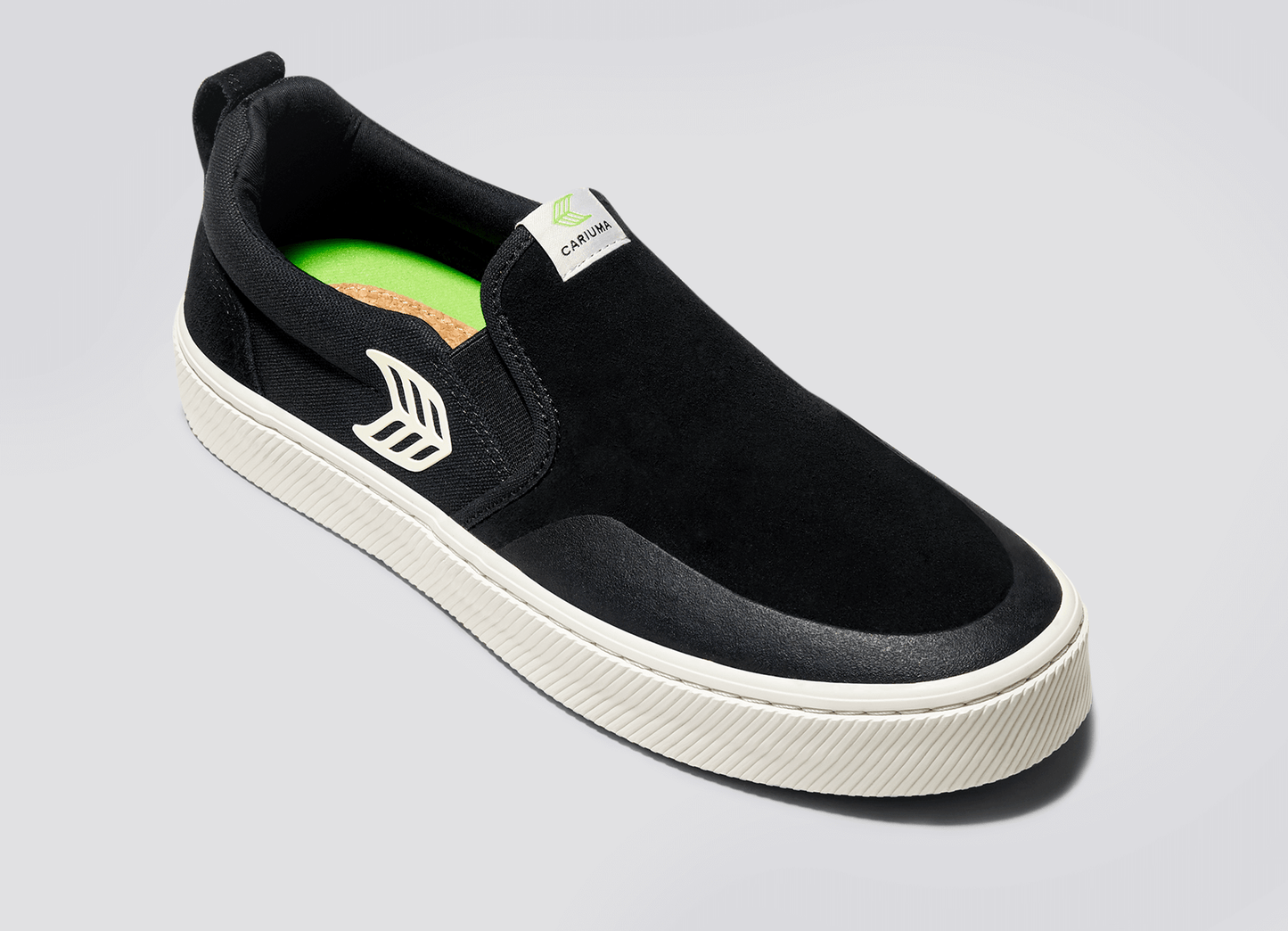 SLIP-ON PRO Černé semišové a plátěné tenisky s logem slonové kosti