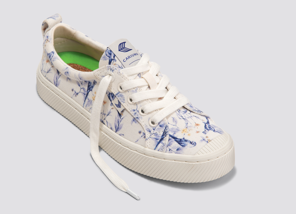 OCA Low White Spectrum Blue Parrot Print Canvas Sneaker