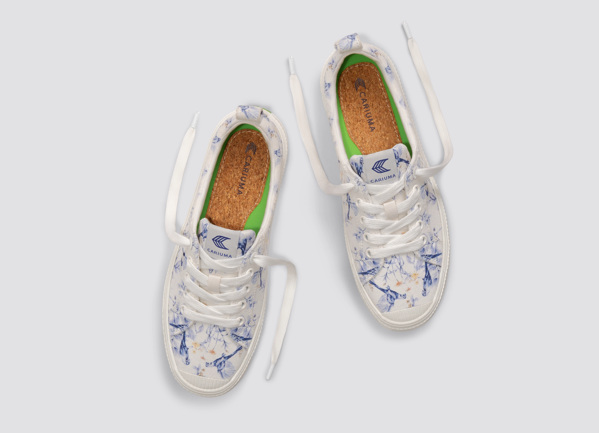 OCA Low White Spectrum Blue Parrot Print Canvas Sneaker