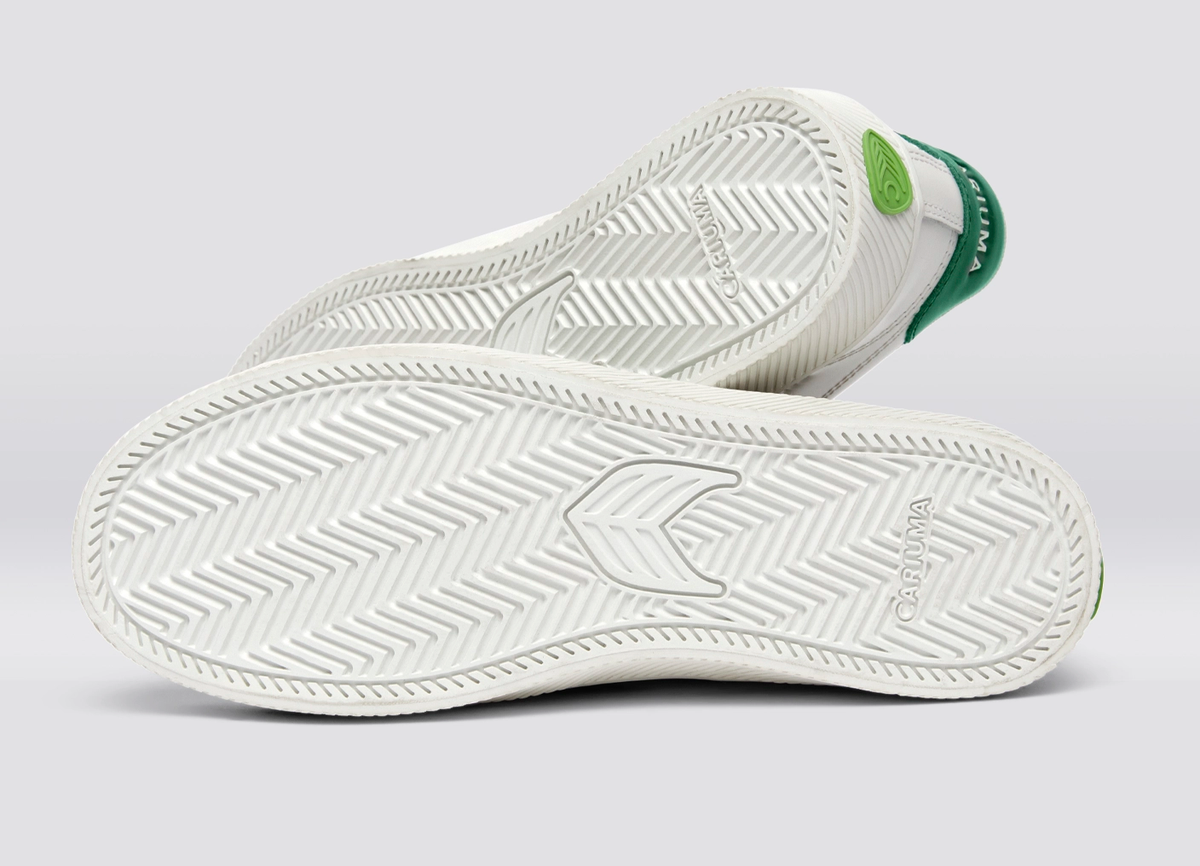 SALVAS White Leather Abundant Green Logo Sneaker