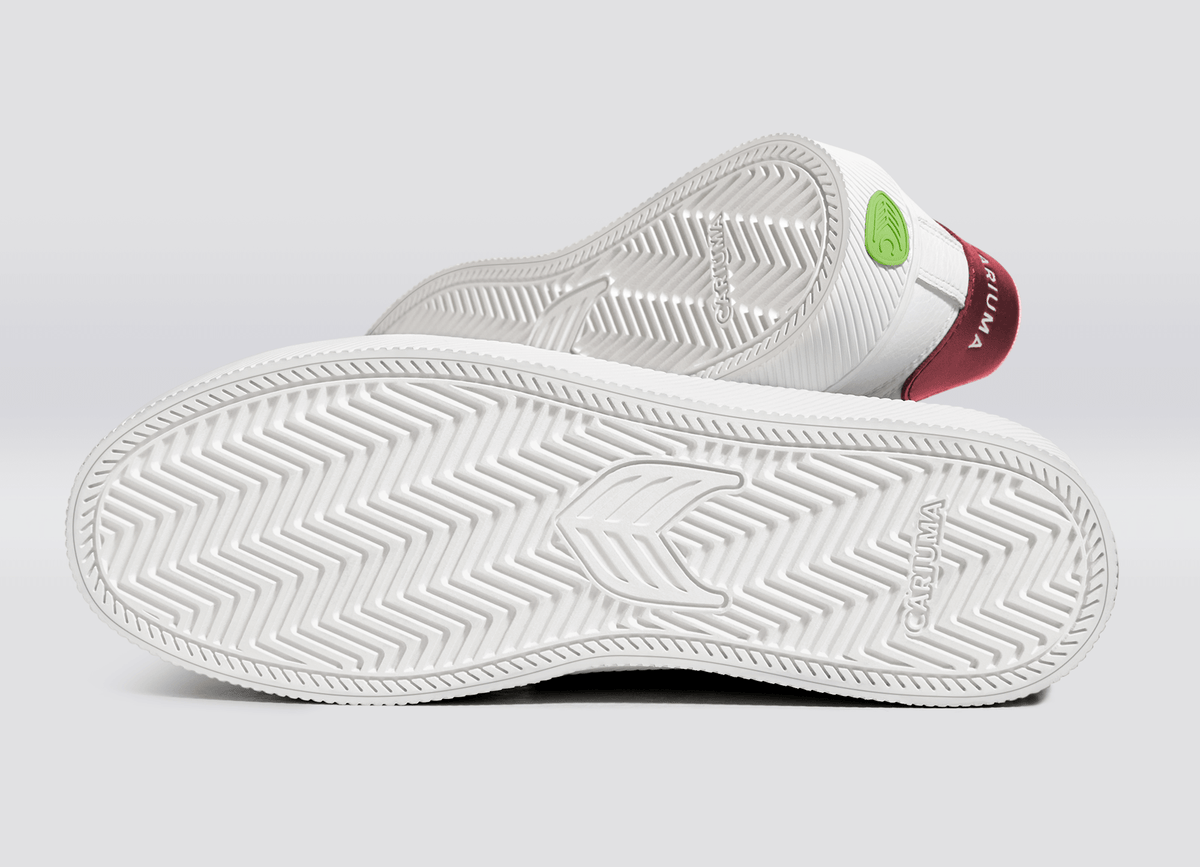 SALVAS White Premium Leather Ice Logo Metallic Red Sneaker
