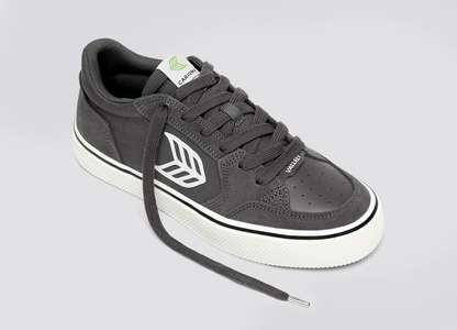 VALLELY PRO Magnet Grey Suede and Cordura Ivory Logo Sneaker