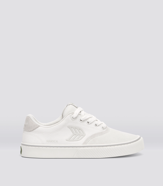 NAIOCA Stripe Suede and Canvas Smoke White