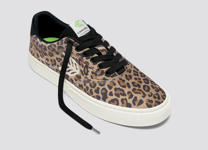 NAIOCA Leopard Print Suede Ivory Logo Sneaker