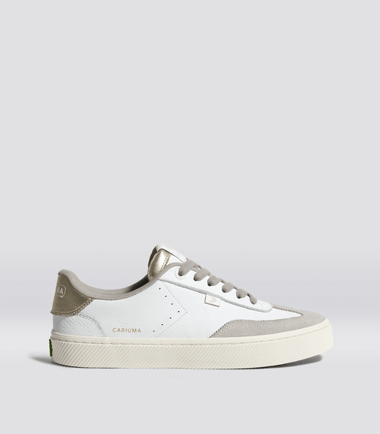 TOCA White Premium Leather Vintage White Suede Metallic Gold Sneaker