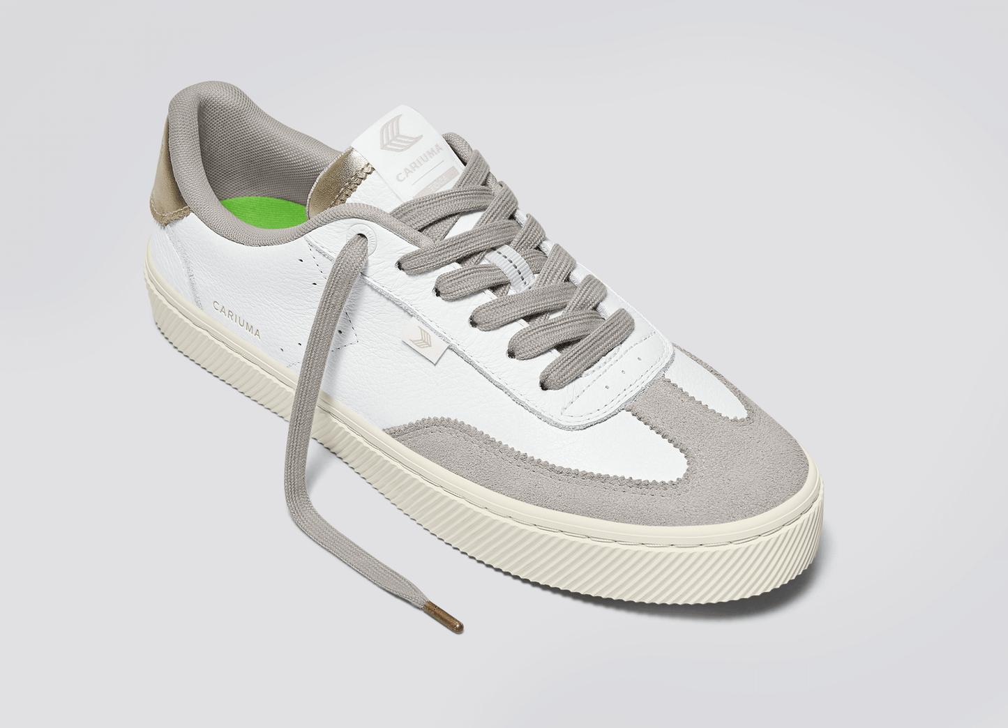 TOCA White Premium Leather Vintage White Suede Metallic Gold Sneaker
