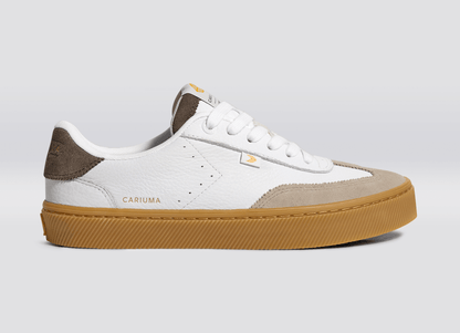TOCA Gum White Premium Leather Plaza Taupe Suede Dark Khaki Sneaker