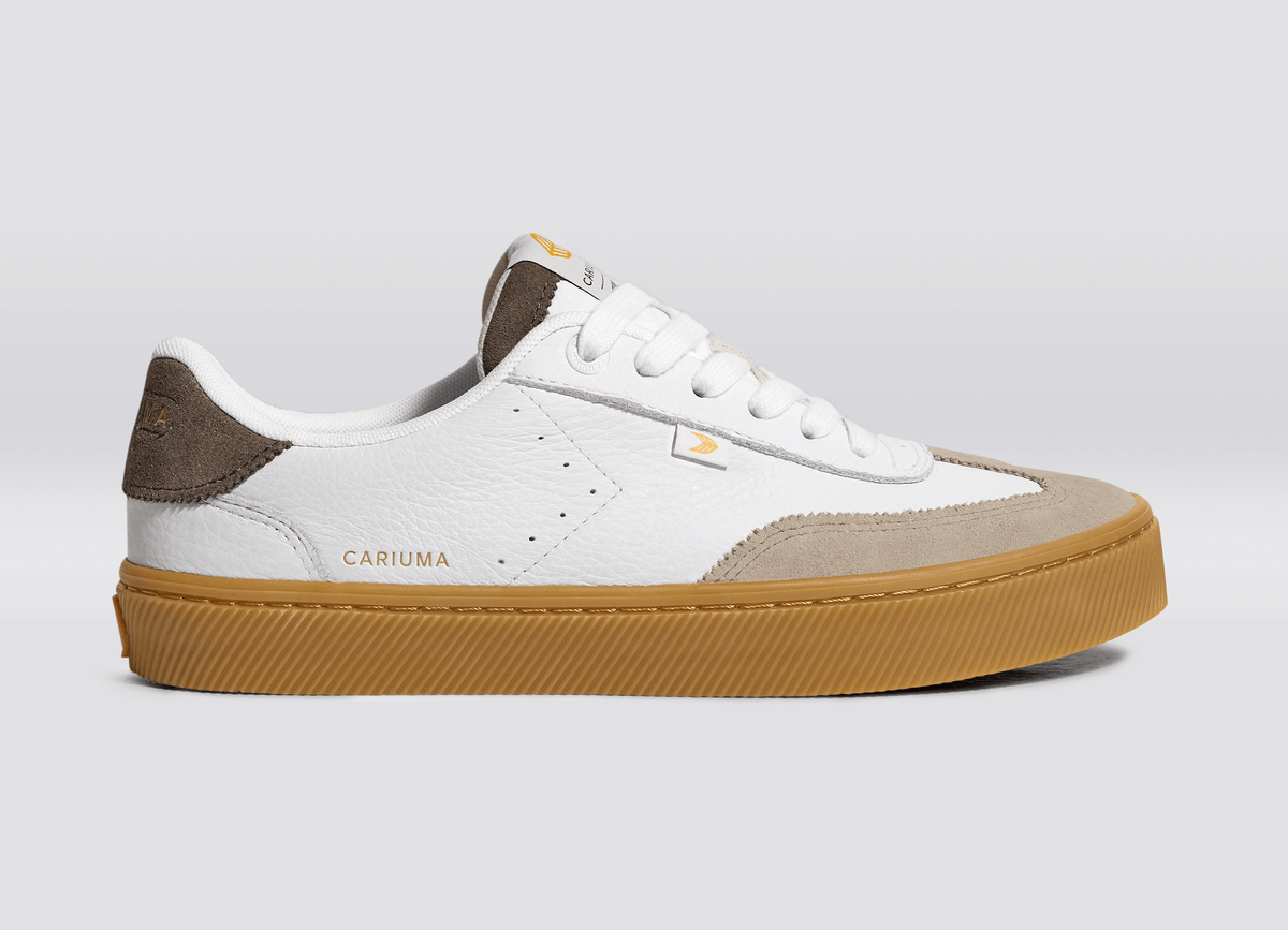 TOCA Gum White Premium Leather Plaza Taupe Suede Dark Khaki Sneaker