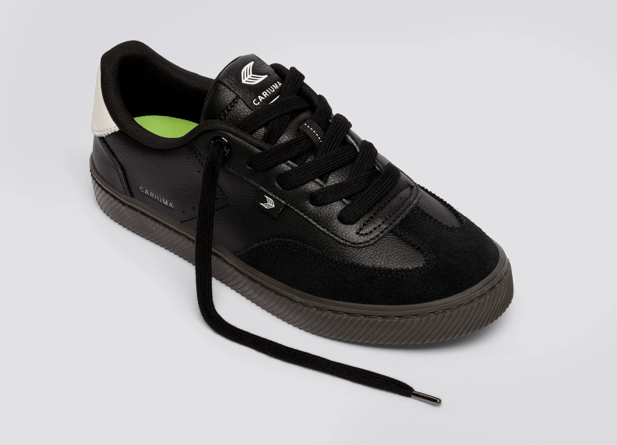 TOCA Teak Black Diamond Leather Off-White Accents Sneaker